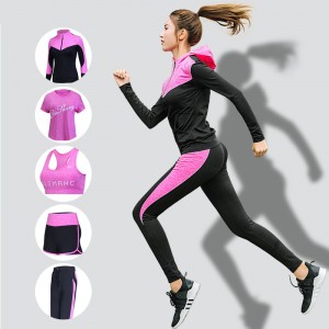 FDMF008-Frauen 5pcs Sport Anzüge Fitness Yoga Running Athletic Trainingsanzüge